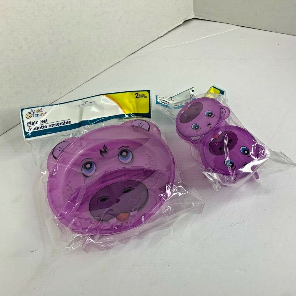 New 5 Pc Set 2 pk divided plate 2 pk snack contain